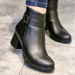 بوت کمربندی چرم مشکی - مانتو پاتریس رشت