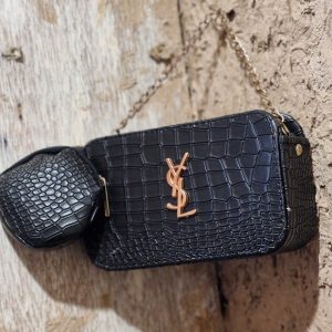 کیف زنجیری پوست ماری چرم مشکی - مانتو پاتریس رشت