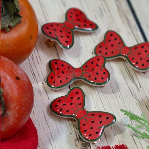 گیره مو پاپیون هندوانه ای_مانتو پاتریس رشت