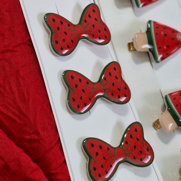 گیره مو پاپیون هندوانه ای_مانتو پاتریس رشت