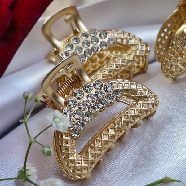 4040049min (5) گیره مو نگینی طلایی_مانتو پاتریس رشت