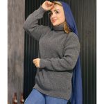 تونیک بافت یقه شل طوسی - مانتو پاتریس رشت