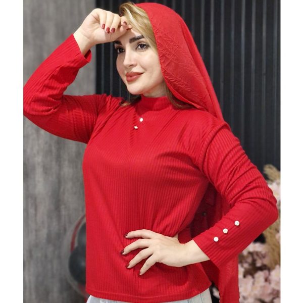 بلوز قرمز استین سه دکمه-مانتو پاتریس رشت