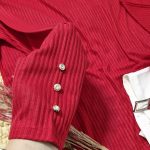 بلوز قرمز استین سه دکمه-مانتو پاتریس رشت