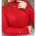 بلوز قرمز استین سه دکمه-مانتو پاتریس رشت