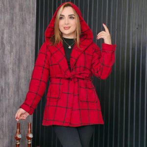 پالتو فوتر کلاهدار چهارخونه - مانتو پاتریس رشت