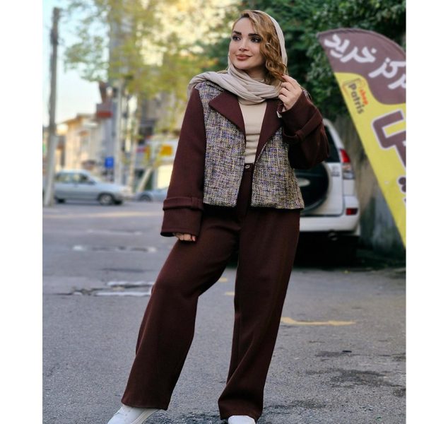 ست کت شلوار پشمی خرجکار-مانتو پاتریس رشت