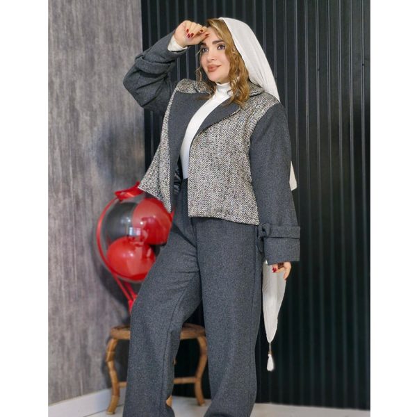 ست کت شلوار پشمی خرجکار-مانتو پاتریس رشت