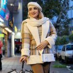 پالتو چهارخونه یقه پوست - مانتو پاتریس رشت