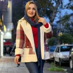 پالتو چهارخونه یقه پوست - مانتو پاتریس رشت