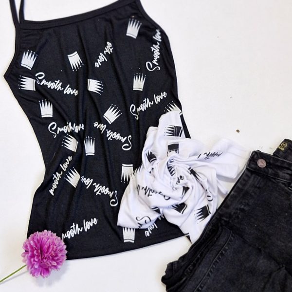 تاپ بندی سفید و مشکی تاج - مانتو پاتریس رشت