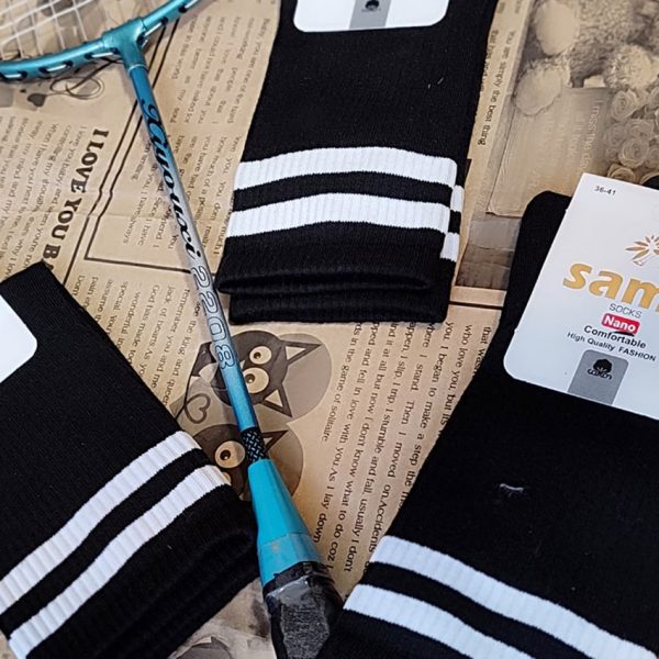 جوراب مشکی ساقدار نوار سفید - مانتو پاتریس رشت