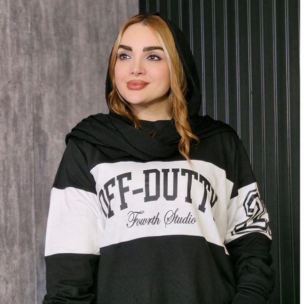 289002222-1 بلوز دورس سفید مشکی - مانتو پاتریس رشت