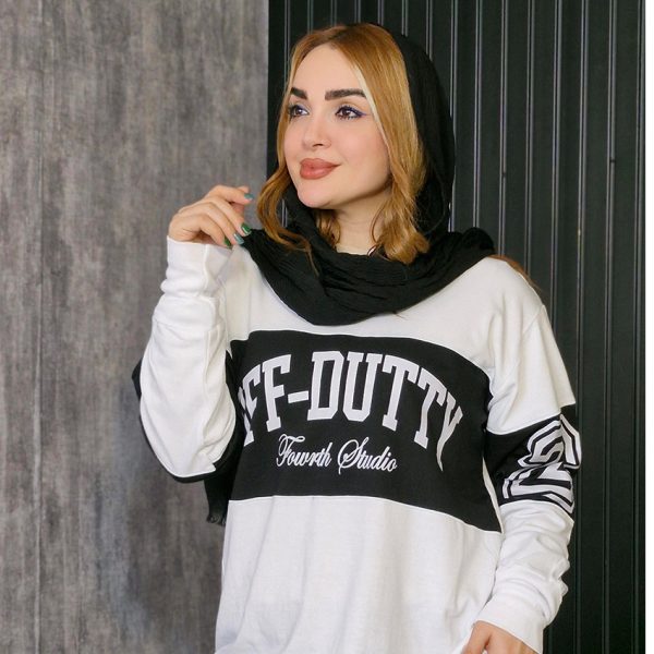 289002222-2 بلوز دورس سفید مشکی - مانتو پاتریس رشت