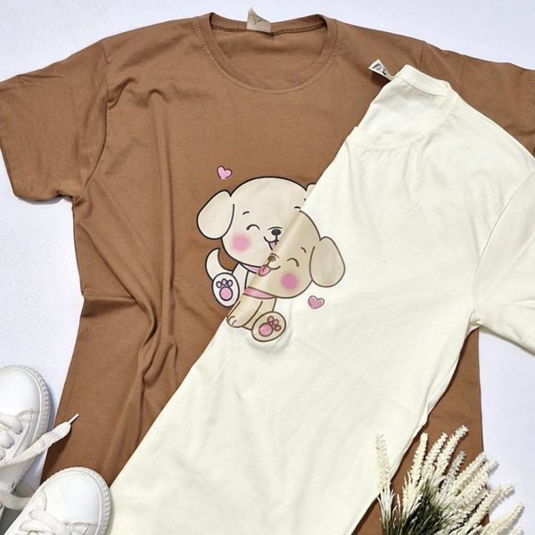 تیشرت نخ پنبه چاپ سگ - مانتو پاتریس رشت