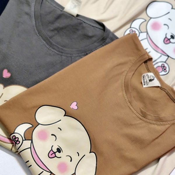 تیشرت نخ پنبه چاپ سگ - مانتو پاتریس رشت