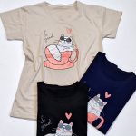 تیشرت نخ پنبه گربه و فنجون