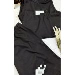 ست تاپ شورتک فانریپ مشکی چاپی