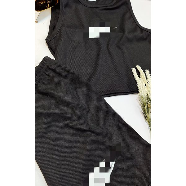 ست تاپ شورتک فانریپ مشکی چاپی