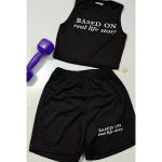 ست تاپ شورتک فانریپ مشکی چاپی