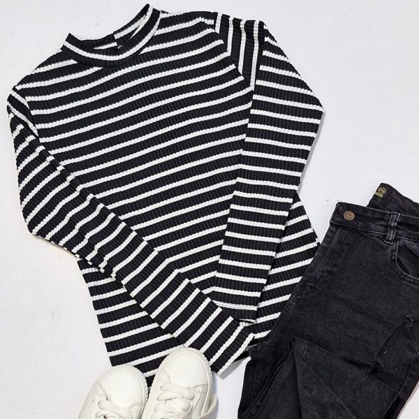 بلوز فانریپ یقه گرد راه راه - مانتو پاتریس رشت