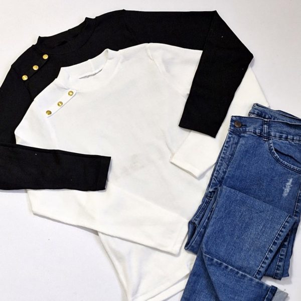 بلوز فانریپ بغل دکمه طلایی - مانتو پاتریس رشت