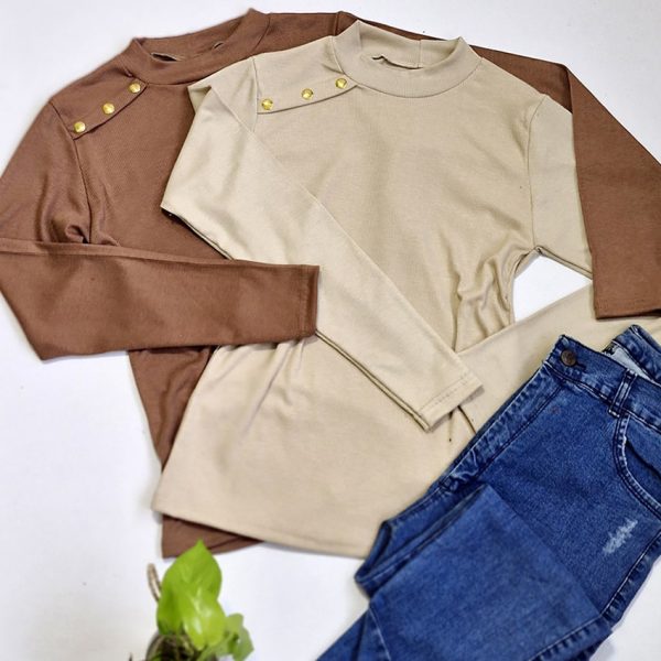 بلوز فانریپ بغل دکمه طلایی - مانتو پاتریس رشت