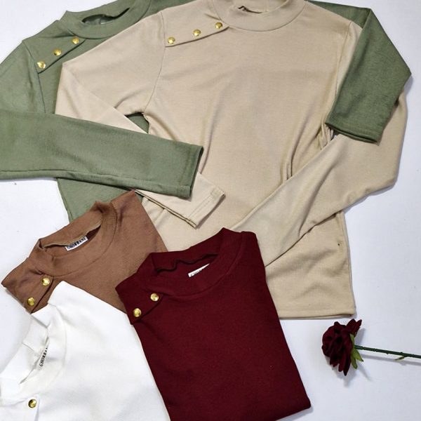 بلوز فانریپ بغل دکمه طلایی - مانتو پاتریس رشت