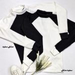 بلوز آستین بلند دو رنگ یقه اسکی - مانتو پاتریس رشت