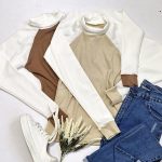 بلوز آستین بلند دو رنگ یقه اسکی - مانتو پاتریس رشت