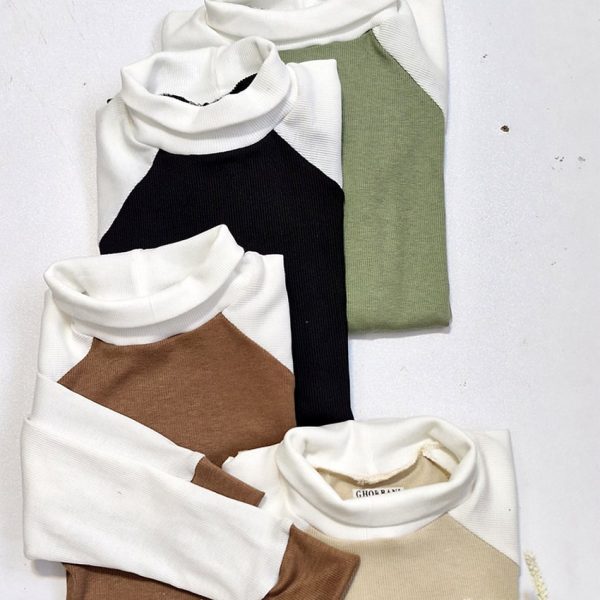 بلوز آستین بلند دو رنگ یقه اسکی - مانتو پاتریس رشت