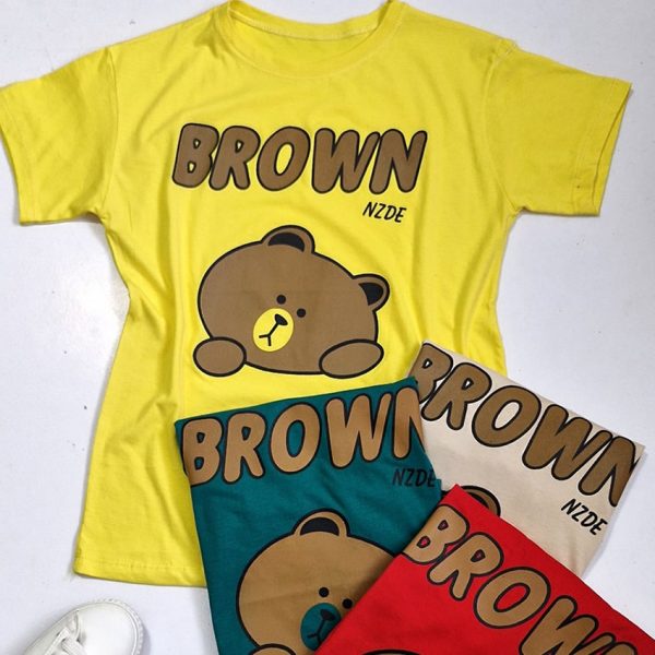 تیشرت چاپ قهوه ای - مانتو پاتریس رشت