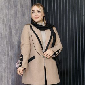 پالتو کتی یقه دو رنگ - مانتو پاتریس رشت