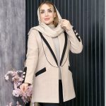 پالتو کتی یقه دو رنگ - مانتو پاتریس رشت