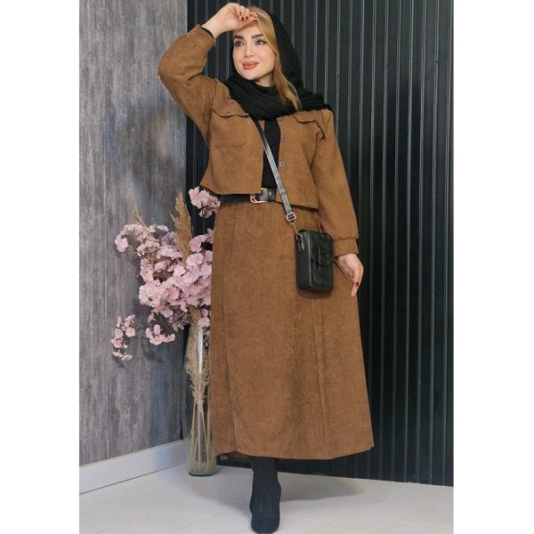 ست کت دامن مخمل کبریتی