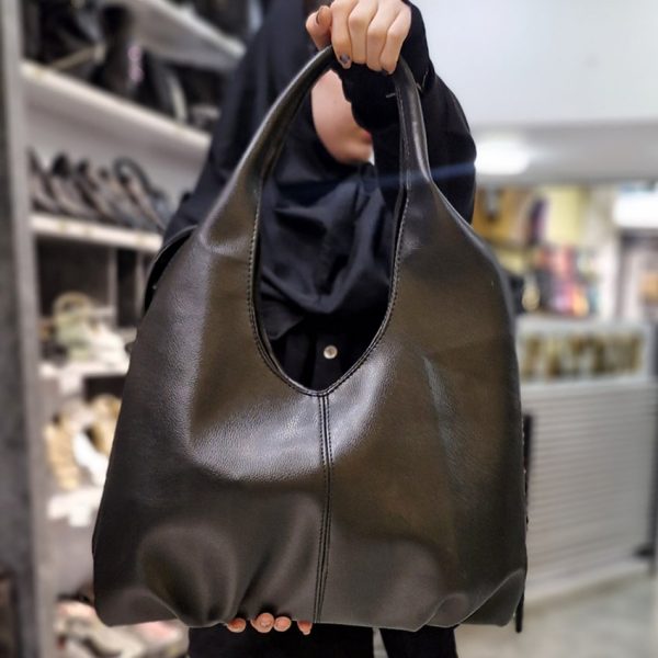 کیف شل چرم مشکی بزرگ