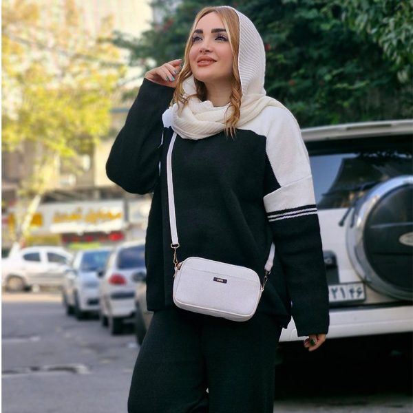 ست بافت سفید و مشکی - مانتو پاتریس رشت