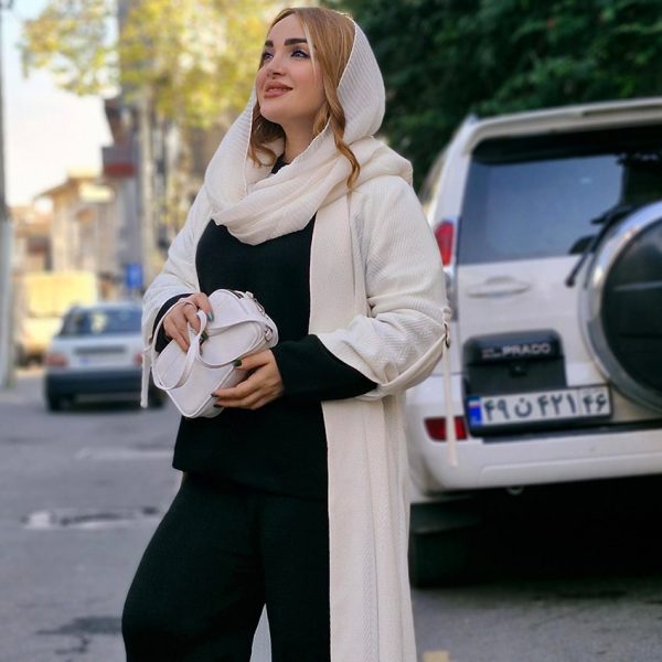 ست بافت سفید و مشکی - مانتو پاتریس رشت