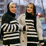 ست بافت راه راه سفید مشکی - مانتو پاتریس رشت
