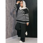 ست بافت راه راه چاکدار - مانتو پاتریس رشت