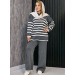 ست بافت راه راه چاکدار - مانتو پاتریس رشت