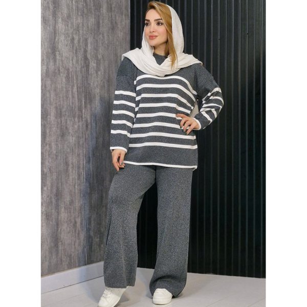 24500399-2-min ست بافت راه راه چاکدار - مانتو پاتریس رشت