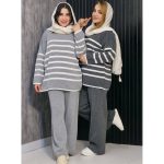 ست بافت راه راه چاکدار - مانتو پاتریس رشت