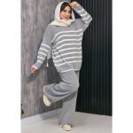 ست بافت راه راه چاکدار - مانتو پاتریس رشت