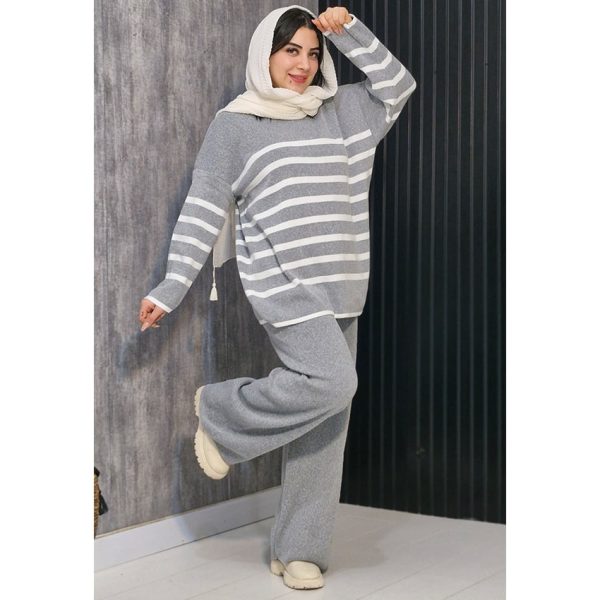 24500399-4-min ست بافت راه راه چاکدار - مانتو پاتریس رشت