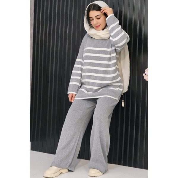 24500399-5-min ست بافت راه راه چاکدار - مانتو پاتریس رشت