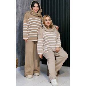 ست بافت راه راه چاکدار - مانتو پاتریس رشت
