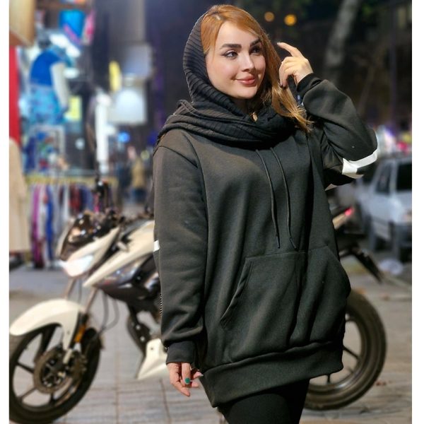 هودی دورس مشکی پشت چاپی - مانتو پاتریس رشت