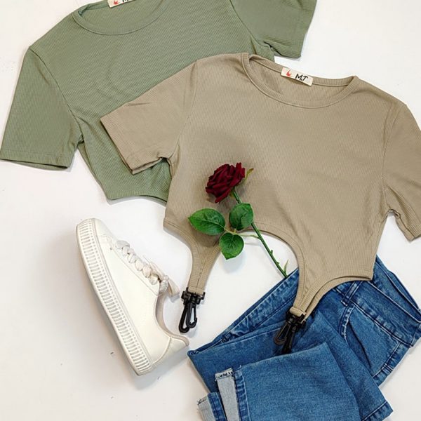 تیشرت کراپ سگک دار - مانتو پاتریس رشت