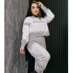 ست هودی شلوار کراپ چاپی